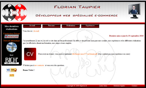 site de florian taupier développeur web spécialisé e-commerce